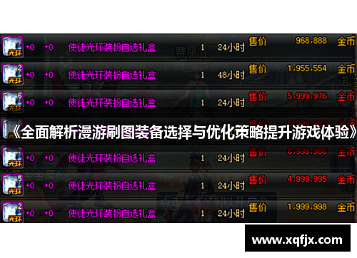 《全面解析漫游刷图装备选择与优化策略提升游戏体验》