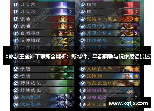 《冰封王座补丁更新全解析：新特性、平衡调整与玩家反馈综述》