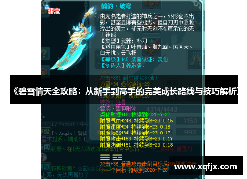 《碧雪情天全攻略：从新手到高手的完美成长路线与技巧解析》